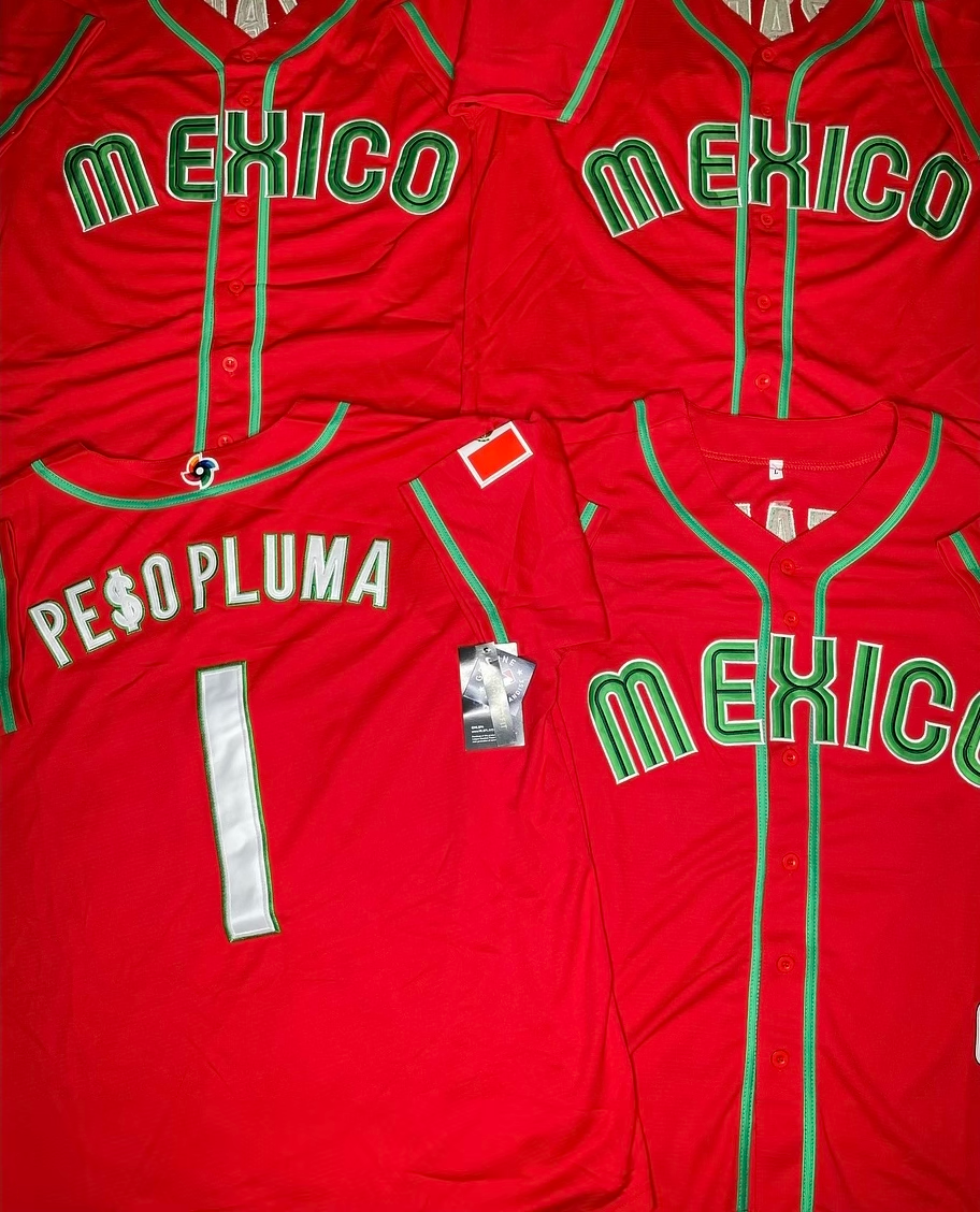 Peso Pluma Los Angeles Dodgers Mexico Flag Baseball Jersey