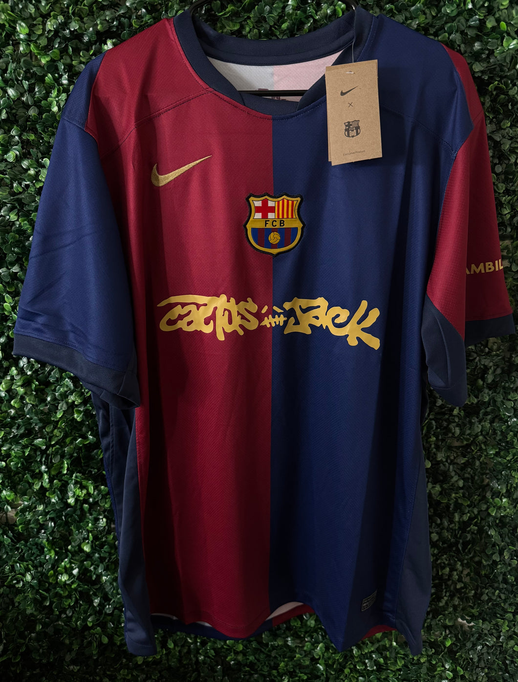 TRAVIS SCOTT xx FC BARCELONA LIMITED EDITION 2 TONE HALF AND HALF JERSEY