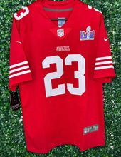 Load image into Gallery viewer, MENS SAN FRANCISCO 49ERS CHRISTIAN McCaffrey #23 RED SUPERBOWL JERSEY
