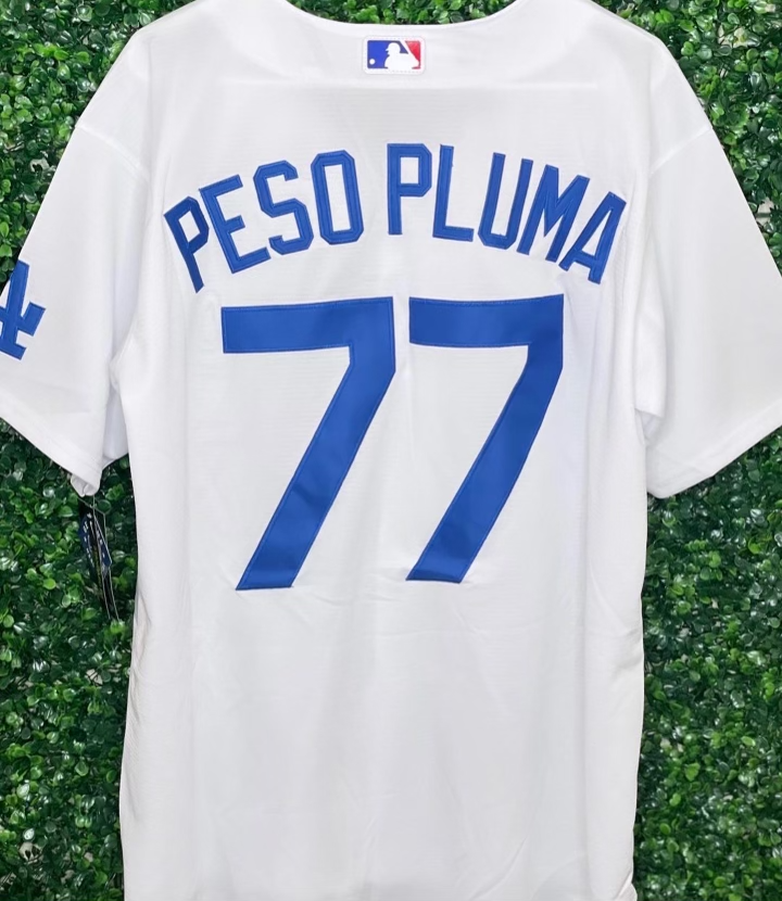 Mens Los Angeles Dodgers x Peso Pluma #77 White Jersey – PHRESHC0