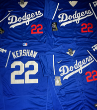 Load image into Gallery viewer, MENS LOS ANGELES DODGERS CLAYTON KERSHAW #22 BLUE JERSEY

