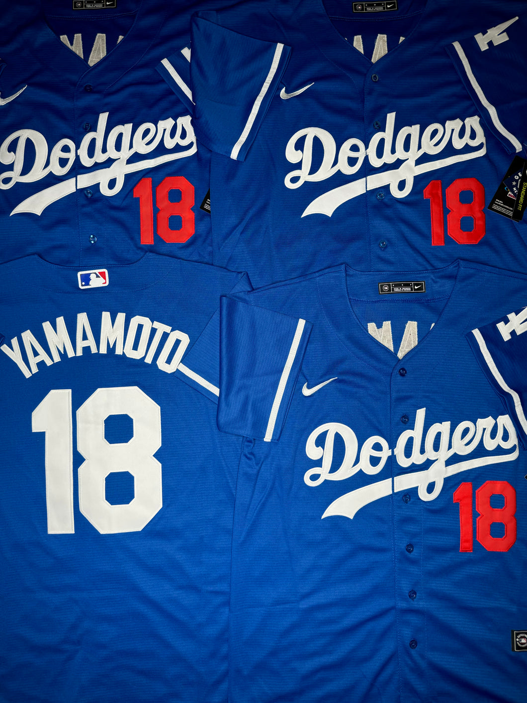 MENS LOS ANGELES DODGERS YOSHINOBU YAMAMOTO #18 BLUE JERSEY