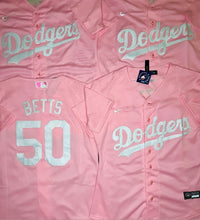 Load image into Gallery viewer, WOMENS MOOKIE BETTS #50 LIGHT PINK JERSEY
