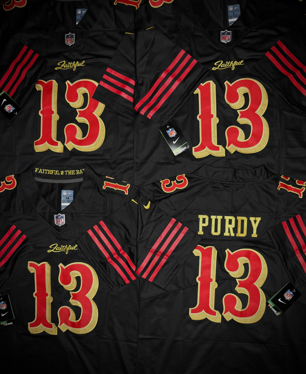 MENS SAN FRANCISCO 49ERS BROCK PURDY #13 EXCLUSIVE BLACK RIVALRY JERSEY