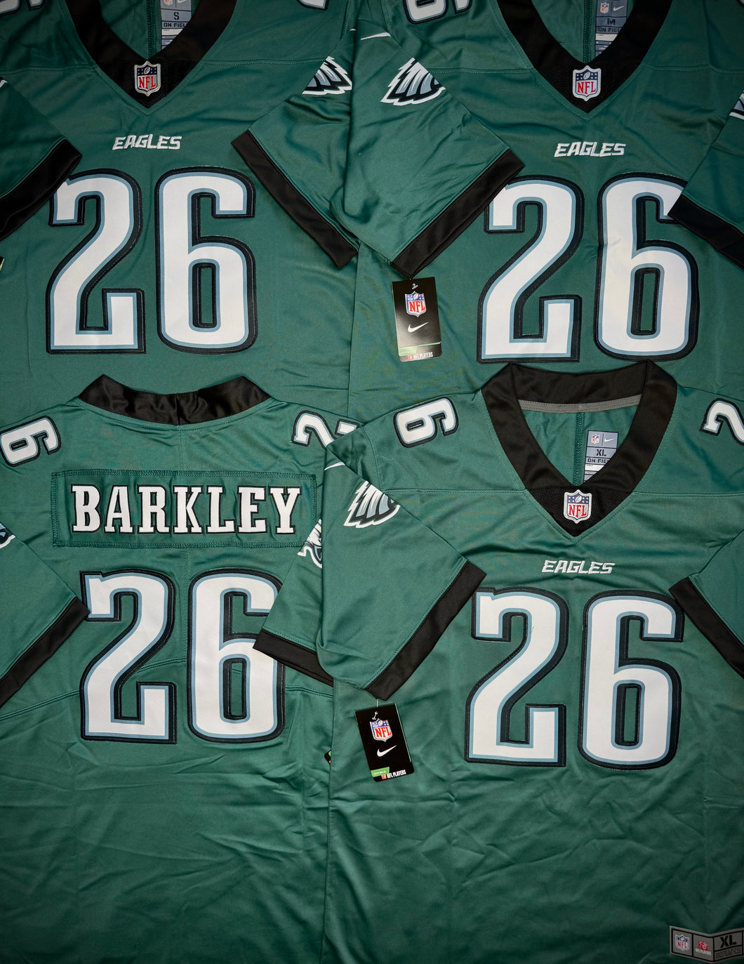 MENS PHILADELPHIA EAGLES SAQUON BARKLEY #26 MIDNIGHT GREEN JERSEY