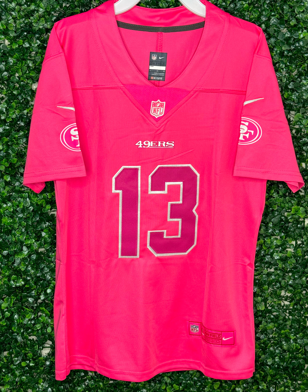 WOMENS SAN FRANCISCO 49ers BROCK PURDY #13 EXCLUSIVE PINK JERSEY