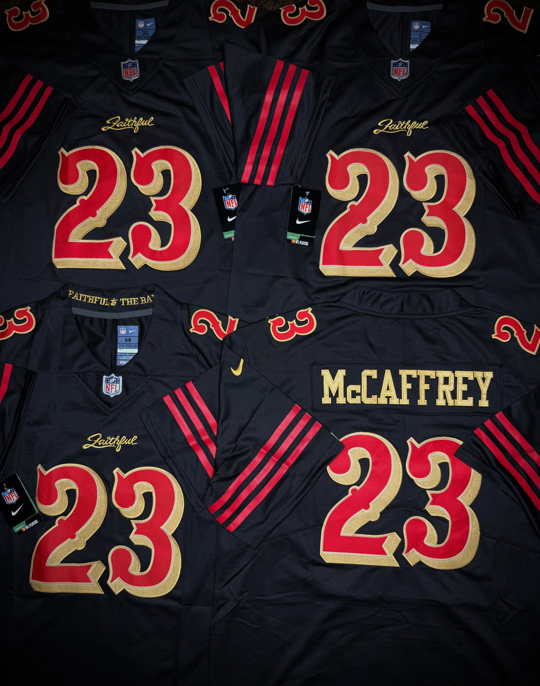 MENS SAN FRANCISCO 49ERS CHRISTIAN McCAFFREY EXCLUSIVE BLACK RIVALRY JERSEY
