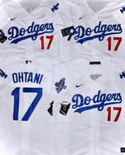 Load image into Gallery viewer, MENS LOS ANGELES DODGERS SHOHEI OHTANI #17 WHITE JERSEY (WORLD CHAMPIONS 2024 PATCH)
