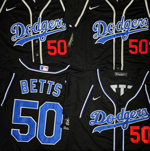 Load image into Gallery viewer, MENS LOS ANGELES DODGERS MOOKIE BETTS #50 BLACK/BLUE JERSEY
