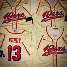 Load image into Gallery viewer, MENS SAN FRANCISCO 49ERS BROCK PURDY #13 GOLD MLB JERSEY

