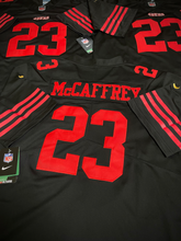 Load image into Gallery viewer, MENS 49ERS CHRISTIAN MC CAFFREY #23 BLACK JERSEY
