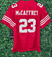 Load image into Gallery viewer, WOMENS 49ERS CHRISTIAN Mc CAFFREY #23 RED JERSEY
