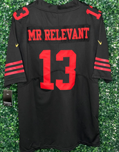 Load image into Gallery viewer, MENS SAN FRANCISCO 49ERS BROCK PURDY #13 &quot;MR RELEVANT&quot; BLACK JERSEY
