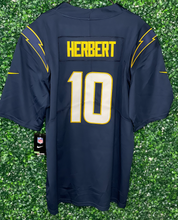 Load image into Gallery viewer, MENS LOS ANGELES CHARGERS JUSTIN HERBERT #10 NAVY JERSEY

