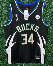 Load image into Gallery viewer, MENS MILWAUKEE BUCKS GIANNIS ANTETOKOUNMPO #34 BLACK JERSEY
