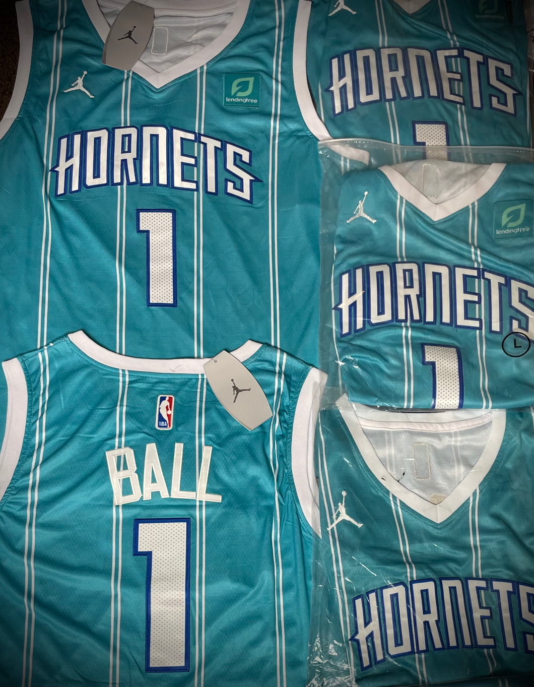 MENS CHARLOTTE HORNETS LAMELO BALL #1 TURQUOISE JERSEY
