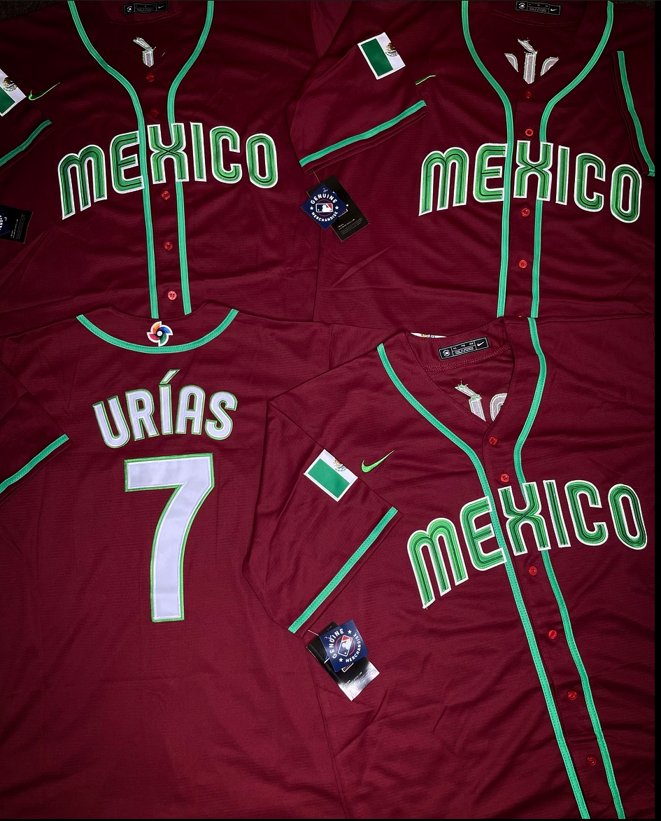 MENS Mexico World Baseball Classics Urias #7 Burgundy Jersey